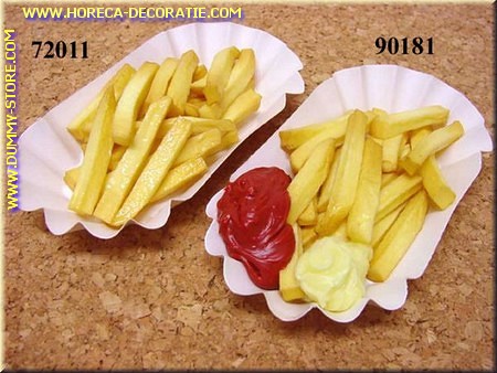 Bakje patat met mayo en ketchup, 5x9,5x4,5 cm - namaak
