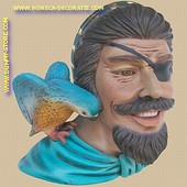 Piratehead with  parrot, 34x29 cm 